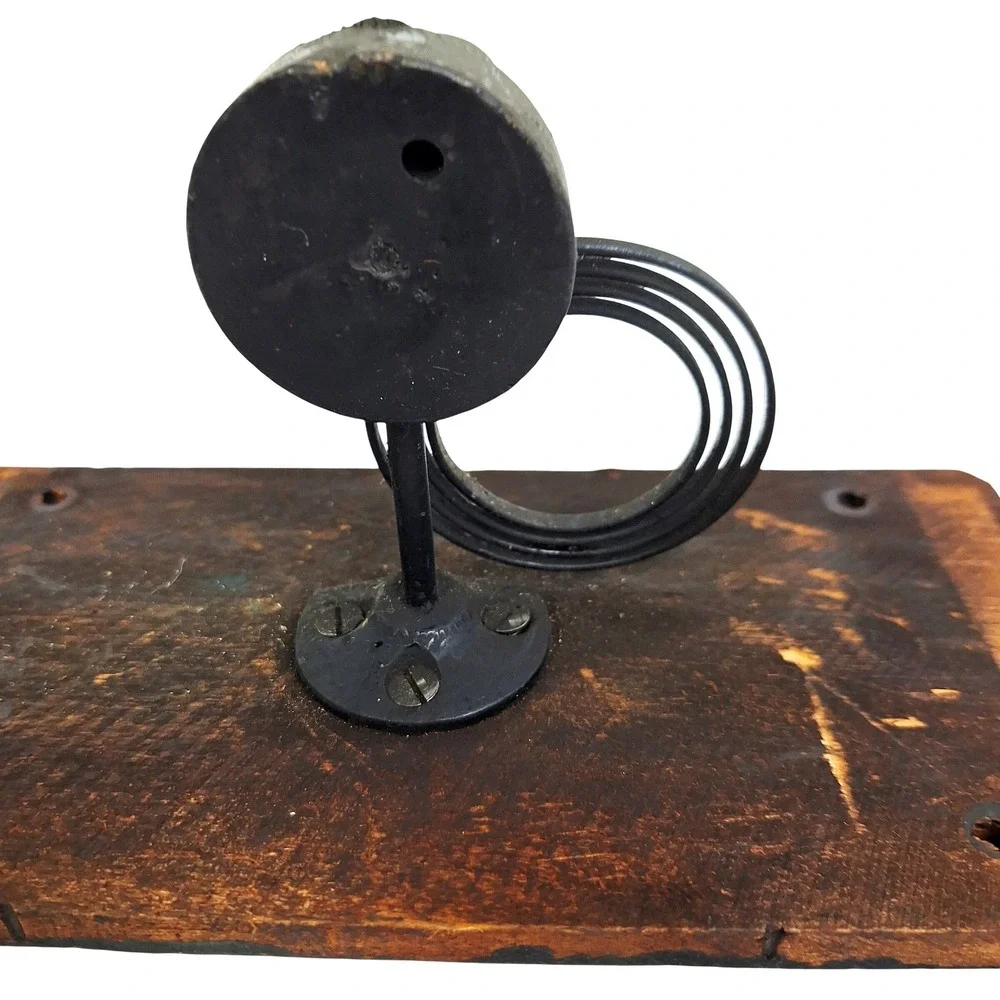 Antique Clock Chime Coil Gong Hammer‎ Movement on Wood Base Steampunk Industrial